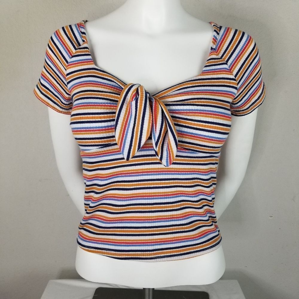 Olivia Rae Knit Striped Short Sleeve Top‎